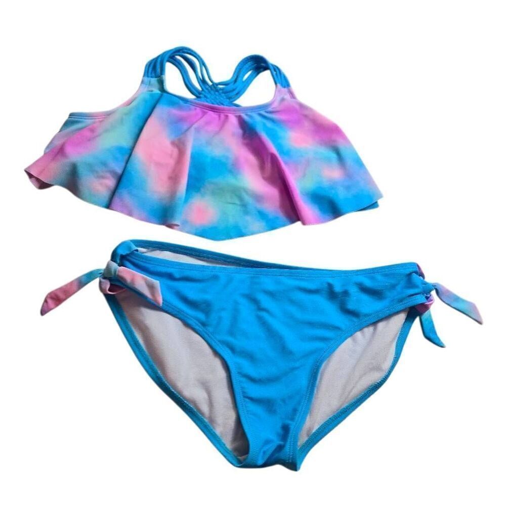 Blue/ pink swirl bikini swimsuit 16